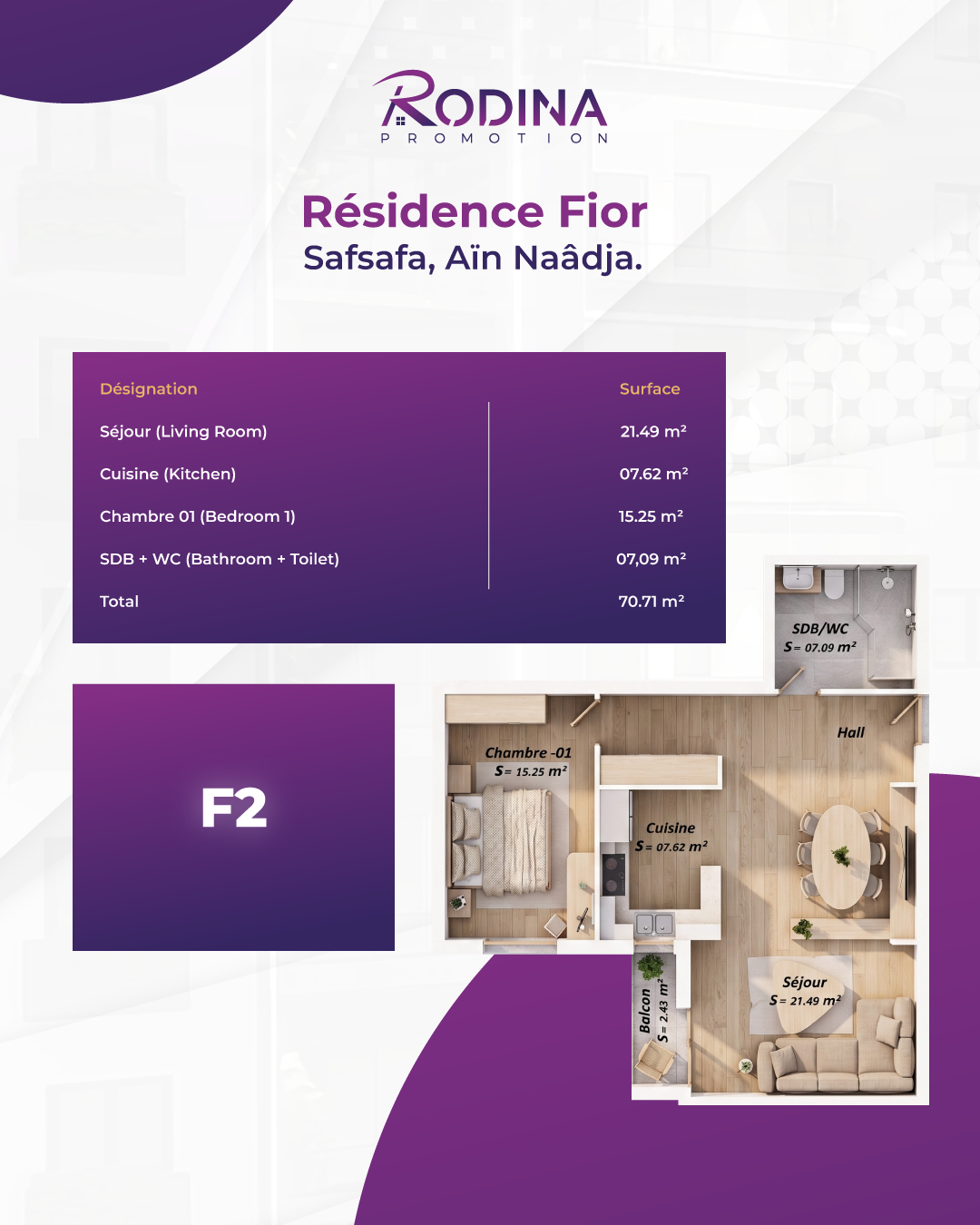Plan appartement F2